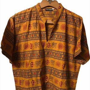 Hieroglyphic Print V neck Tunic